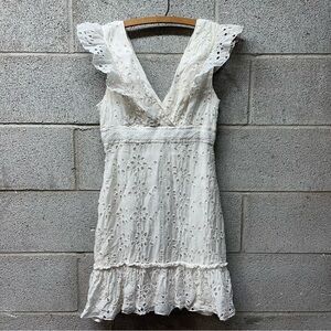 Bebe Silk Cotton Ruffled Eyelet Dress